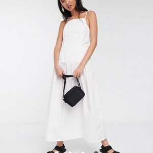 NWT ASOS white keyhole back poplin midi dress